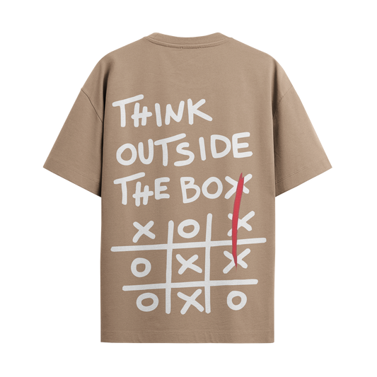 Outside The Box Beige Oversized Tshirt