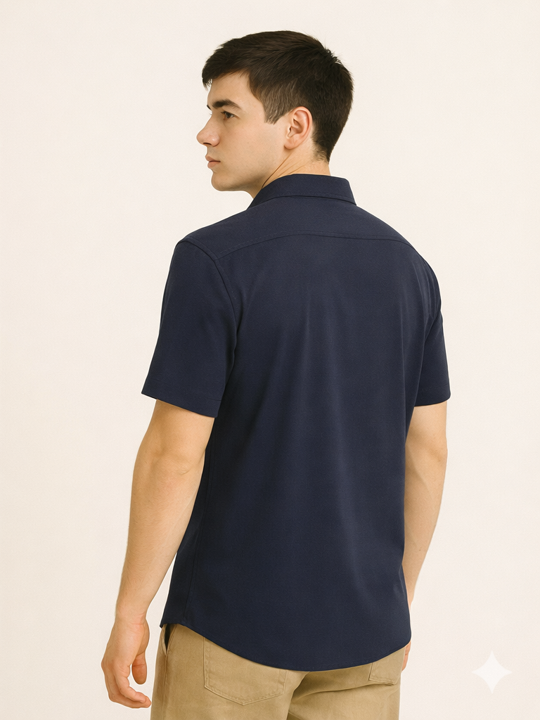 Navy Blue Box Fit Shirt