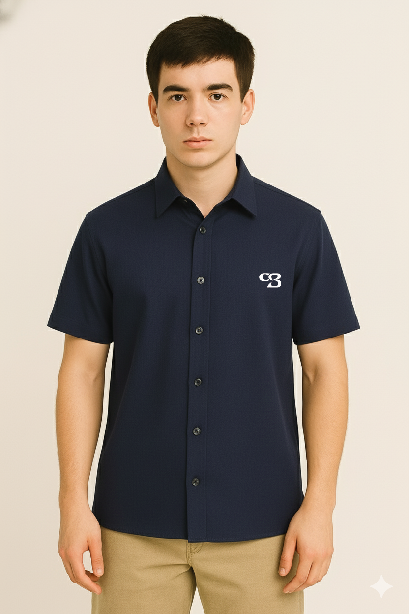 Navy Blue Box Fit Shirt